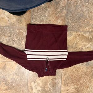 Maroon Half-Zip Pullover with White Stripes